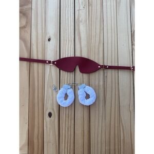 Adult Accessories Play Toys Fuzzy Handcuffs And Faux Leather Blindfold Mask